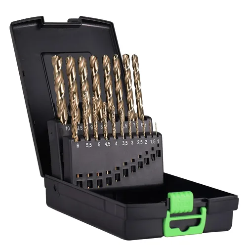 Miniatura 6 de M35 - Juego de brocas métricas de cobalto al 5%, 19 brocas helicoidales de 0.394 a 0.394 pulgadas para metal y acero endurecido, con caja