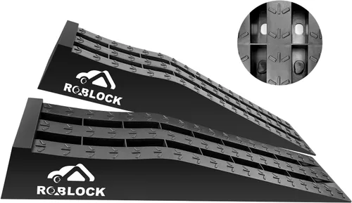 ROBLOCK Rampas de coche resistentes para cambios de aceite y soporte de gato, rampas portátiles de bajo perfil para auto para elevación alta, rampas