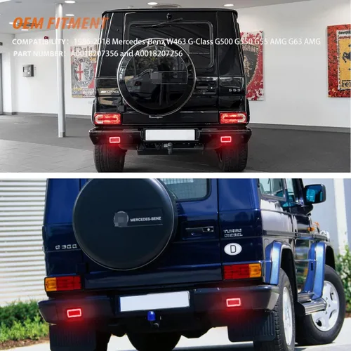 Miniatura 7 de ADIIL Kit de 2 luces LED 3 en 1 con lente roja de respaldo, reversa y antiniebla para Mercedes Benz W463 Clase G 1986-2018, G500, G550, G55, G63 AMG