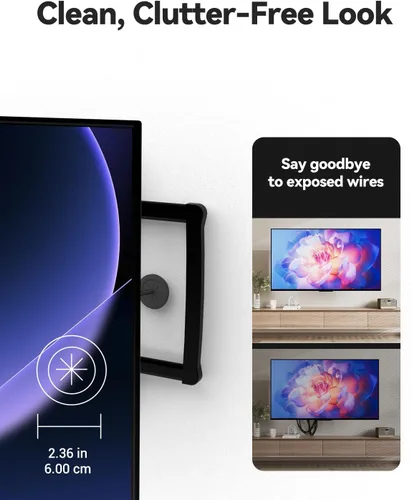 Miniatura 5 de VCELINK Ocultador de cable de TV para TV montado en la pared, paquete de 4 mini ojales negros de 2.36 pulgadas (2.362 in) para organizar cables