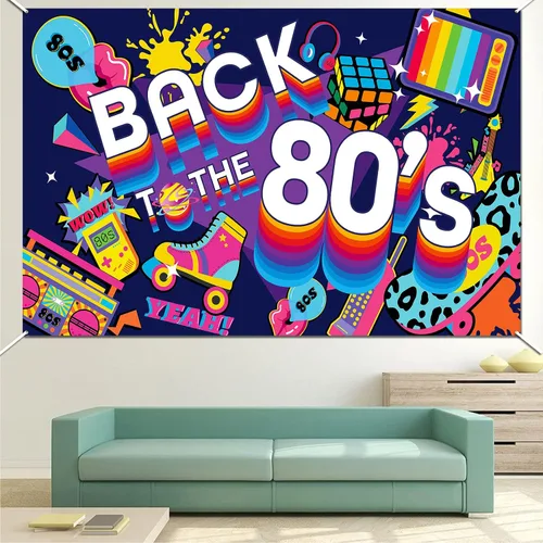 Miniatura 7 de DPKOW Cartel de regreso a los 80 para decoración de fiestas de los 80, decoración retro de la casa de interiores de los años 80, decoración de pared