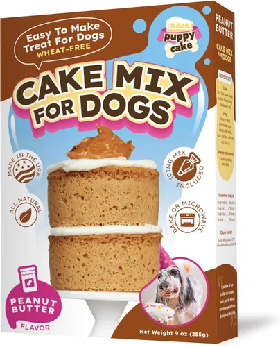 Puppy Cake - Mezcla de pastel de mantequilla de cacahuete sin trigo y glaseado para perros