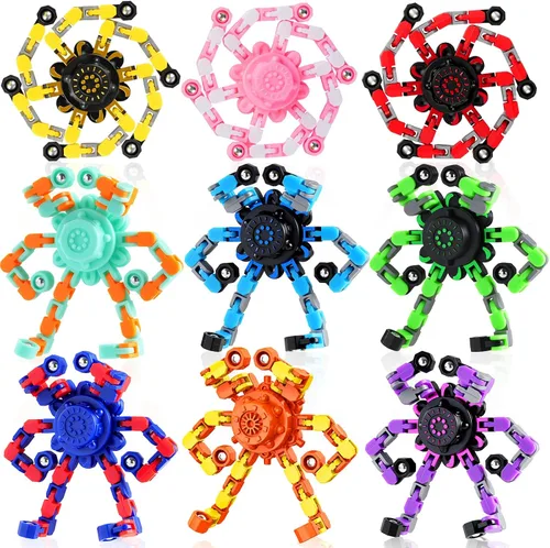 9 piezas transformables Fidget Spinners, cadena deformable sensorial Fidget DIY Robot Spinner Sensory para niños, juguetes Fidget para recuerdos de