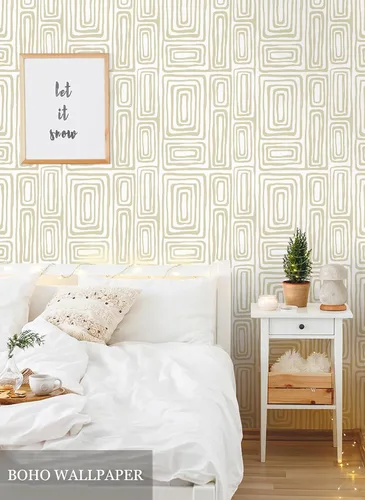 Miniatura 4 de GloryTik Papel Tapiz Despegar y Pegar Bohemio Moderno Beige Papel de Contacto Despegar y Pegar Papel de Pared Removible Autoadhesivo Geométrico