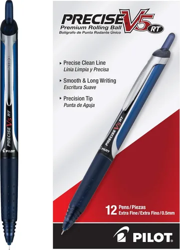 Miniatura 10 de PILOT Precise V5 RT - Bolígrafos de bola rodante recargables y retráctiles, punta extrafina de 0.5 mm, surtidos, paquete de 12 - Ideal