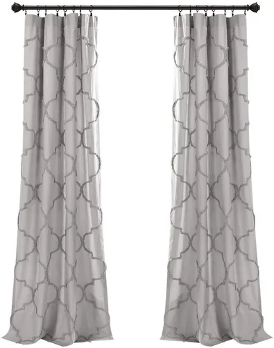 Lush Decor Avon - Par de paneles de cortinas de felpilla enrejado color gris claro (95 x 40 pulgadas)