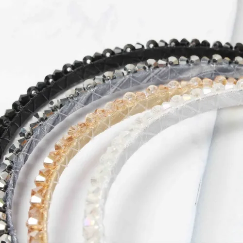 Miniatura 8 de Cuizhiyu Paquete de 4 diademas de diamantes de imitación de cristal para mujeres y niñas, de doble fila, con cuentas brillantes, aros
