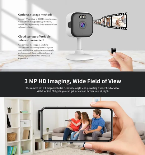 Miniatura 8 de EVERSECU Cámara WiFi con cable de 5 Ghz 2K, cámaras de seguridad para el hogar de interiores para bebé/anciano/perro/mascota con aplicación