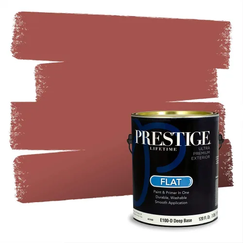 Miniatura 182 de Prestige Paints Pintura exterior e imprimación en uno, 1 galón, plano, coincidencia comparable de Valspar* Amber Rose*