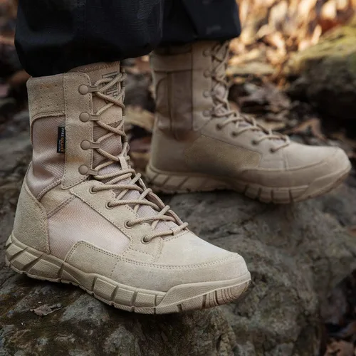 Miniatura 6 de FREE SOLDIER Mens Tactical Boots 8 Inches Lightweight Combat Boots Durable Suede Leather Military Work Boots Desert Boots