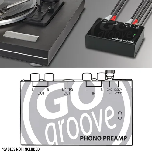 Miniatura 3 de GOgroove Preamplificador de preamplificador de mini tocadiscos con adaptador de CC de 12 voltios, entrada RCA para reproductor de discos de vinilo