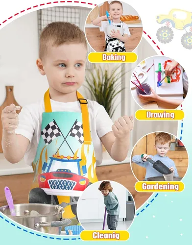 Miniatura 4 de Paquete de 2 delantales para niños pequeños, delantales artísticos para niños pequeños