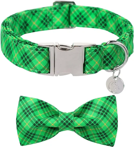 Miniatura 12 de DOGWONG Collar de perro de San Valentín con pajarita, corazón azul, perfecto para perros pequeños, medianos y grandes, patrón de corazón, pajarita