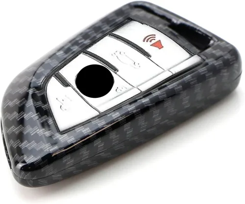 Miniatura 4 de iJDMTOY Exact Fit - Carcasa para llavero inteligente con diseño de fibra de carbono metálica brillante compatible con BMW X1 X4 X5 X6, serie 5