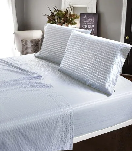 Miniatura 3 de Lujoso juego de sábanas de 6 piezas + 2 fundas de almohada adicionales – Dobby Stripe – Cómodo y transpirable – Sábanas de lujo para hotel