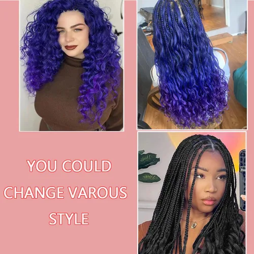 Miniatura 3 de Cabello sintético de ganchillo con ondas oceánicas para mujeres negras, 3 paquetes de cabello sintético de ganchillo rizado hawaiano, extensión