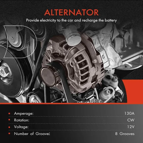 Miniatura 2 de A-Premium Alternador compatible con Ford F250 F350 F450 F550 Super Duty 2008-2010, V8 6.4L, 12V 130Amp en sentido de las agujas del reloj 8 poleas