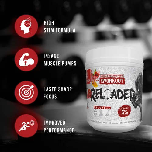 Miniatura 3 de 5% Nutrition Rich Piana Reloaded High Stim Pre-Workout Ultra energía, enfoque, bombas, potencia y resistencia Citrulline, GlycerSize