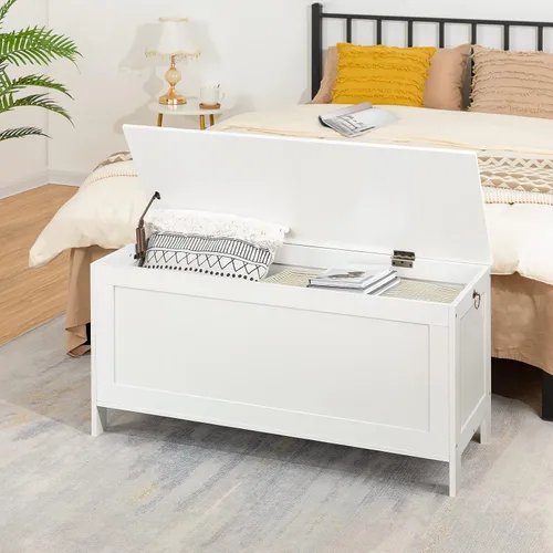 Miniatura 2 de HOOBRO Caja de juguetes, baúl de almacenamiento de aspecto de madera retro con bisagra de seguridad, banco de almacenamiento de entrada soporta 220