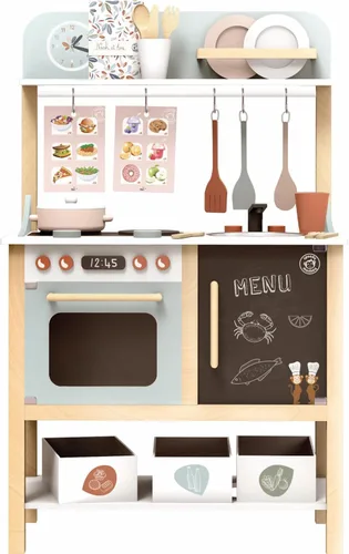 Miniatura 4 de SPEEDY MONKEY Juego de cocina de madera para juego de simulación Juego de cocina para niños de 20 piezas con accesorios de madera para alimentos