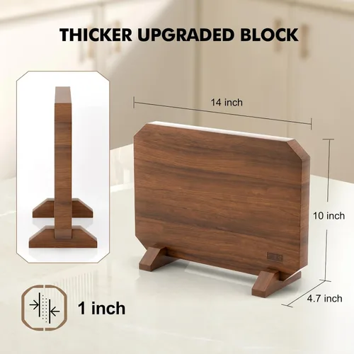 Miniatura 5 de HOSHANHO Bloque magnético para cuchillos, soporte de madera de acacia gruesa para cuchillos de cocina con imanes fuertes, organizador multifuncional