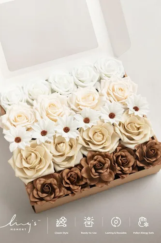 Miniatura 9 de Ling's moment Flores artificiales, margaritas de seda falsas, rosas de espuma de Gardenia falsas para bricolaje, ramos de boda, centros de mesa