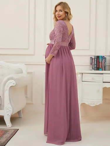 Miniatura 2 de Ever-Pretty Vestido de maternidad con bordado de encaje de manga 34 de gasa para mujer 20797-EYUS