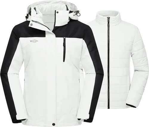 Miniatura 6 de Wantdo - Chaqueta impermeable 3 en 1 para mujer, abrigo de invierno cálido, resistente al viento, chaqueta de snowboard con capa de puffer