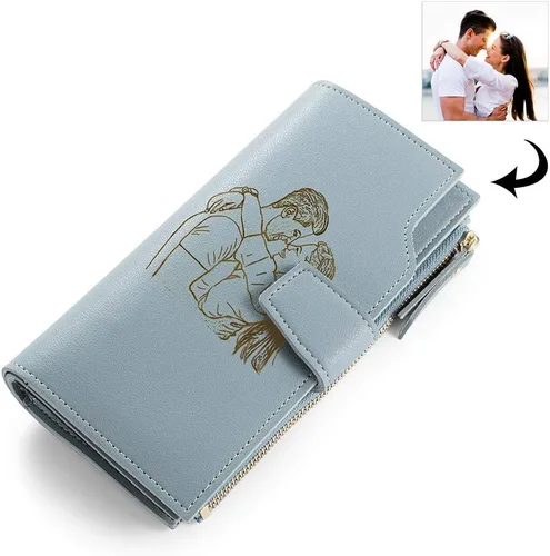 Miniatura 14 de Loveje - Billeteras personalizadas para mujer, de piel sintética, con grabadas fotográficas, triple pliegue, tarjeta de crédito, cartera larga