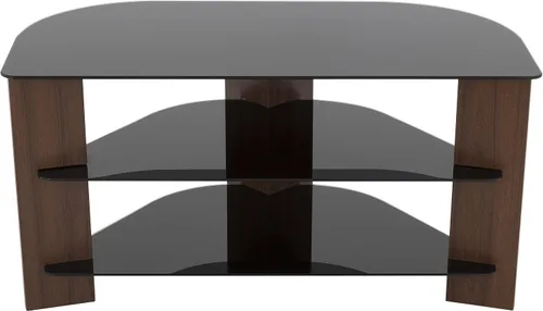 Miniatura 2 de AVF FS900VARBB-A Soporte Varano para TV con patas negras y estantes de vidrio negro. Se adapta a la mayoría (no todos) de televisores en estos