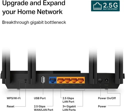 Miniatura 4 de TP-Link Router WiFi 6 AX3000 (Archer AX55 Pro) - Internet inalámbrico Multi Gigabit, 2 x puertos de 2.5 Gbps, banda dual, router VPN, OFDMA