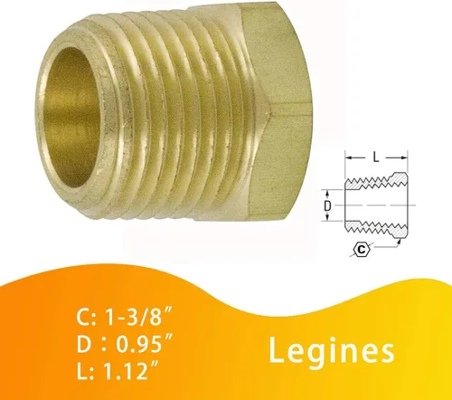 Miniatura 4 de Buje hexagonal de latón para montaje de tubería de 1 pulgada NPT macho a 1/2 pulgada NPT hembra adaptador 1200psi (paquete de 2)