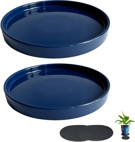 Miniatura 12 de Yukfona - 2 bandejas de cerámica para macetas, bandejas de 4 5 6 7 8 9 10 11 12 13 pulgadas para interior y exterior, resistente, duradera, base