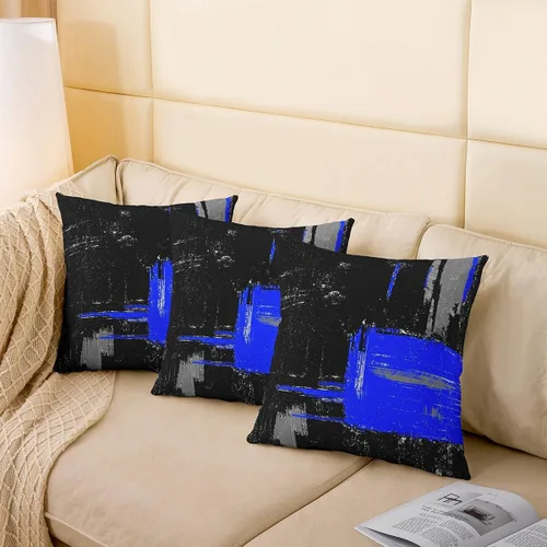 Miniatura 4 de Juego de 2 fundas de almohada abstractas de 16 x 16 pulgadas para niños, niñas, adolescentes, decoración de dormitorio, moderna a rayas, decoración