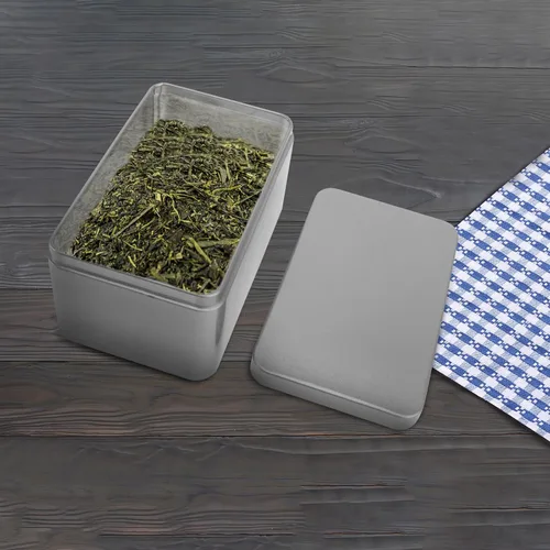 Miniatura 3 de NUOBESTY Caja de lata rectangular vacía, contenedor portátil de almacenamiento de té con tapa, caja de almacenamiento para el hogar para dulces