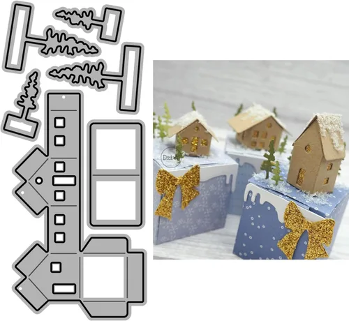 Miniatura 16 de DzIxY Casas Troqueles de corte de metal para kit de fabricación de tarjetas, troquelados de papel en relieve, plantillas de máquina de álbumes