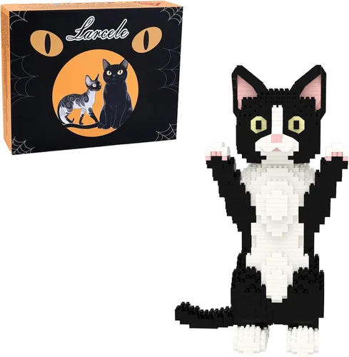 Miniatura 23 de Larcele Conjunto de animales de bloques de construcción micro para gatos, mini ladrillos de juguete de construcción 3D, 1191 piezas KLJM-05