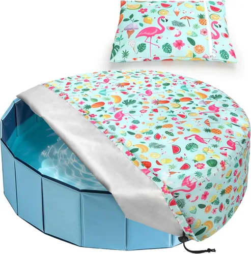 Miniatura 12 de Rypet Cubierta plegable redonda para piscina de mascotas de 71 pulgadas, fundas de piscina para niños, a prueba de fugas, lavables, accesorios