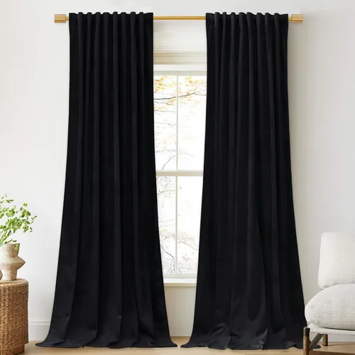 StangH - Cortinas opacas de terciopelo con pestaña trasera, aislamiento térmico, para puerta corrediza, dormitorio, telón de fondo, estudio, teatro,