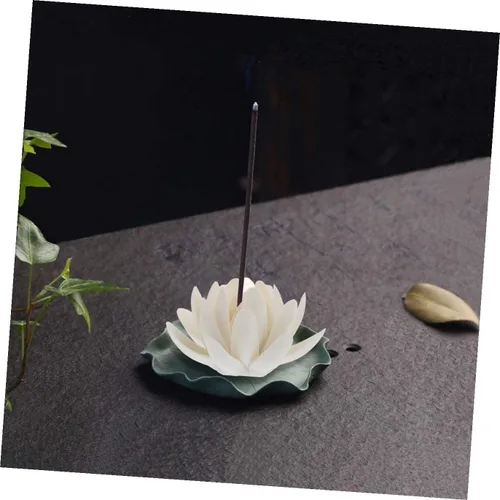 Miniatura 9 de ORFOFE 1pc Lotus - Placa de incienso decorativa para incienso, cono de porcelana, plato de incienso de cerámica, cerámica, cerámica, soporte