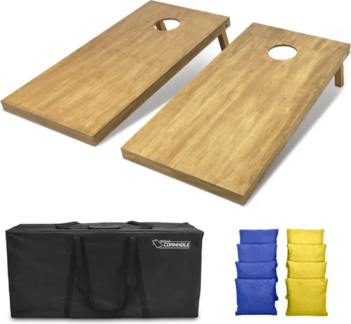 Miniatura 47 de GoSports 4 ft x 2 ft Regulation Size Wooden Cornhole Boards Set with Light Brown Finish - Includes Carrying Case and Bean Bags Negro- gris