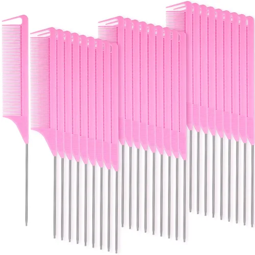 Miniatura 10 de Patelai 30 peines de cola de rata a granel de acero a granel, cola de rata, fibra de carbono, resistentes al calor, para trenzar dientes finos, Negro