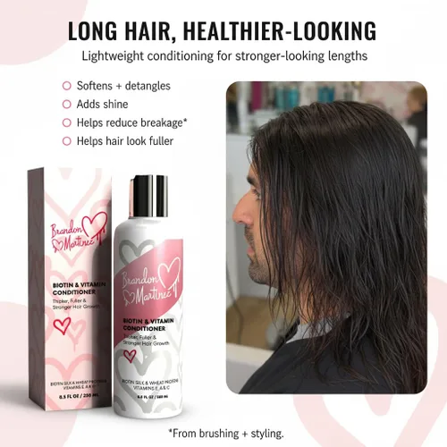 Miniatura 9 de Acondicionador capilar con vitamina biotina para adelgazar el cabello, acondicionador hidratante con aloe vera y pepino, tratamiento acondicionador