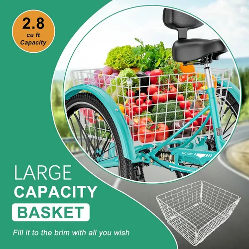 Miniatura 5 de LILYPELLE Adult Tricycle 7 Speed, 3 Wheel Bike Adult, 20/24/26 inch Wheels Cruiser Bikes with Cargo Basket for Seniors, Women, Men
