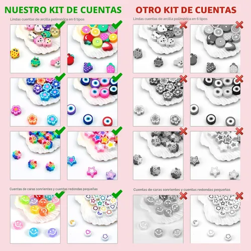 Miniatura 4 de Kit de Fabricación de Pulseras Dowsabel, Cuentas para Hacer Pulseras Poni, Kandi, Arcilla Polimérica, Cuentas con Cara Sonriente y Letras para Hacer
