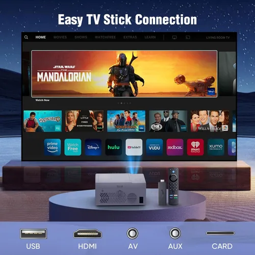 Miniatura 6 de TMY Proyector Bluetooth con reproductor de DVD integrado, mini proyector de 1080P, proyector de DVD portátil para películas al aire libre