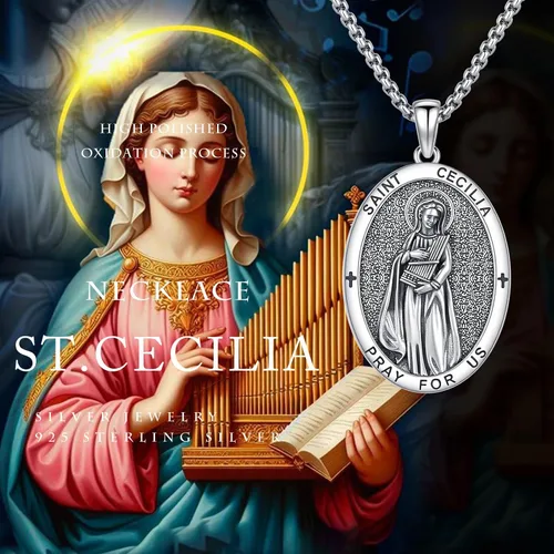 Miniatura 345 de Collar con colgante de plata de ley 925 con medalla de San Patrón, joyería religiosa para hombres y mujeres, con cadena de acero inoxidable 316L