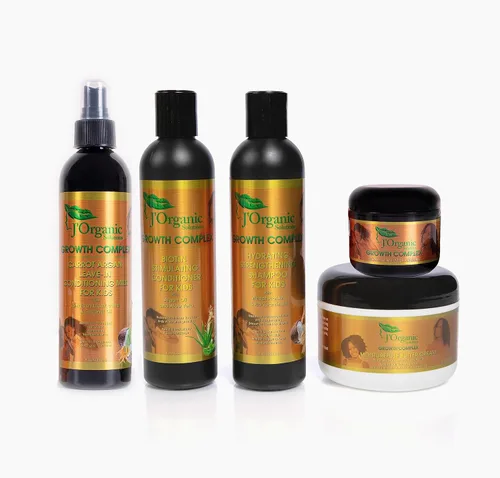 J'Organic Solutions Kit de cuidado de rizos para niños, acondicionador sin enjuague, hidratante para el cabello, estimulador del cuero cabelludo,