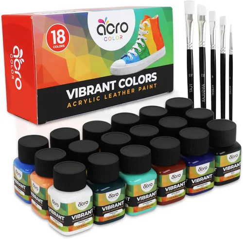 Miniatura 6 de Pintura acrílica para cuero para zapatos, kit de pintura de cuero de 6 colores con 5 pinceles de pintura (desmaquillante y acabado no incluidos)