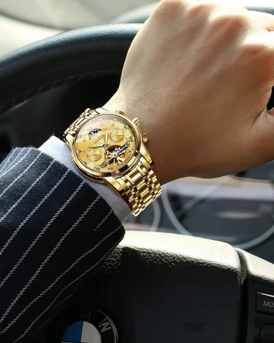 Miniatura 4 de OLEVS Relojes automáticos para hombre diseño de esqueleto Tourbillon cuerda automática reloj de pulsera de lujo fase lunar fecha impermeable